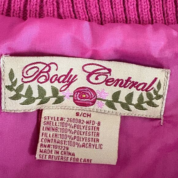 Y2K Body Central Pink Puffer Knit Vest Zip Up High Neck S Barbiecore Fuchsia - Picture 4 of 6